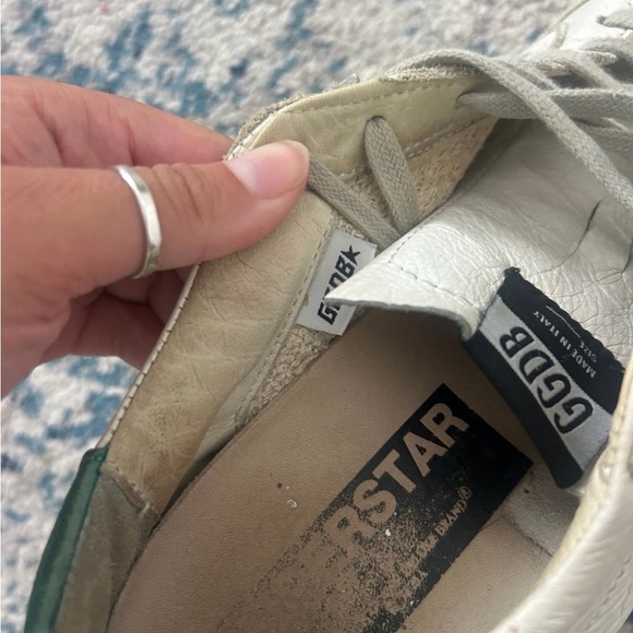 Golden Goose White and Green Super Star Sneakers - Picture 4 of 7